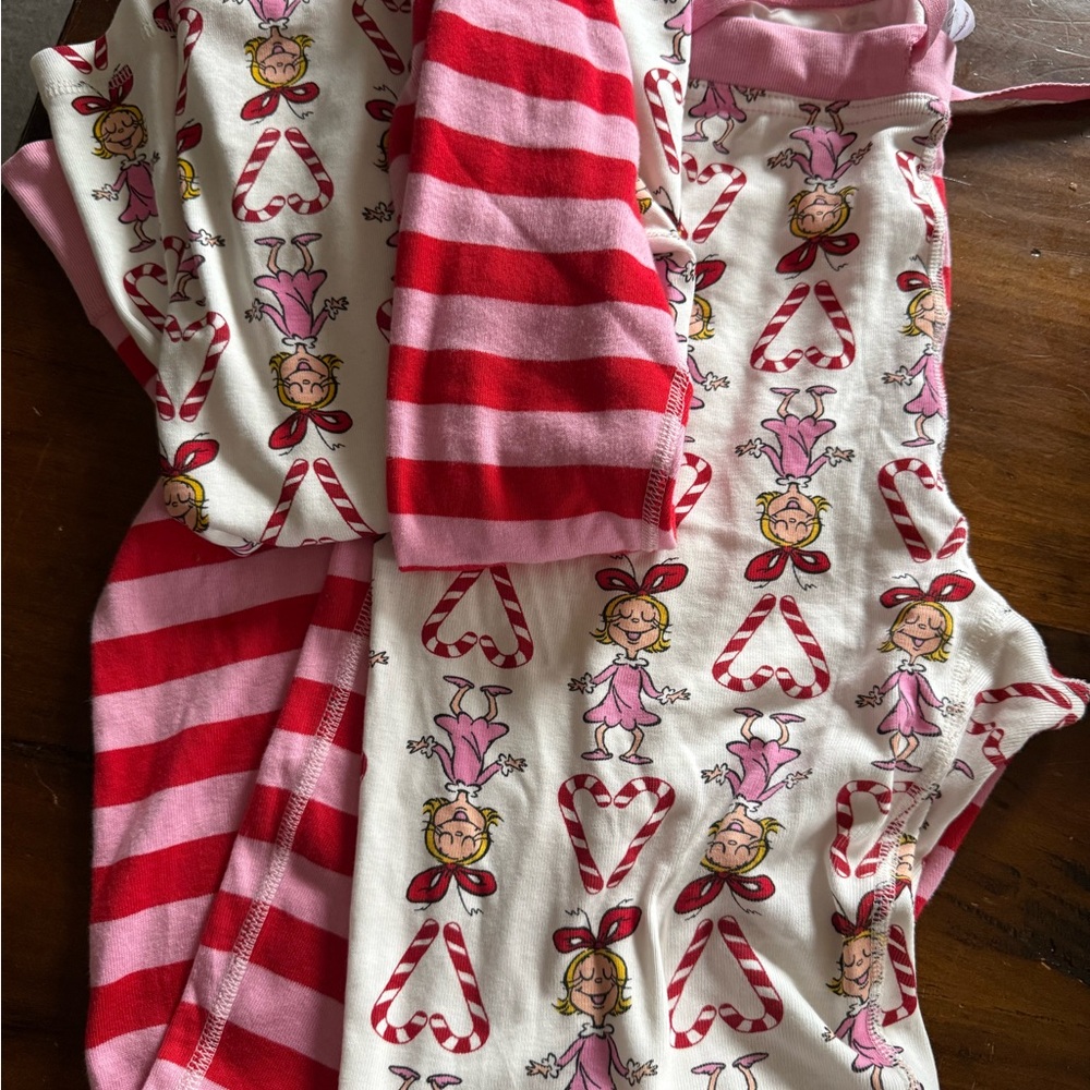 Hanna Andersson Red and Pink Grinch Cindy Lou Striped Pajamas